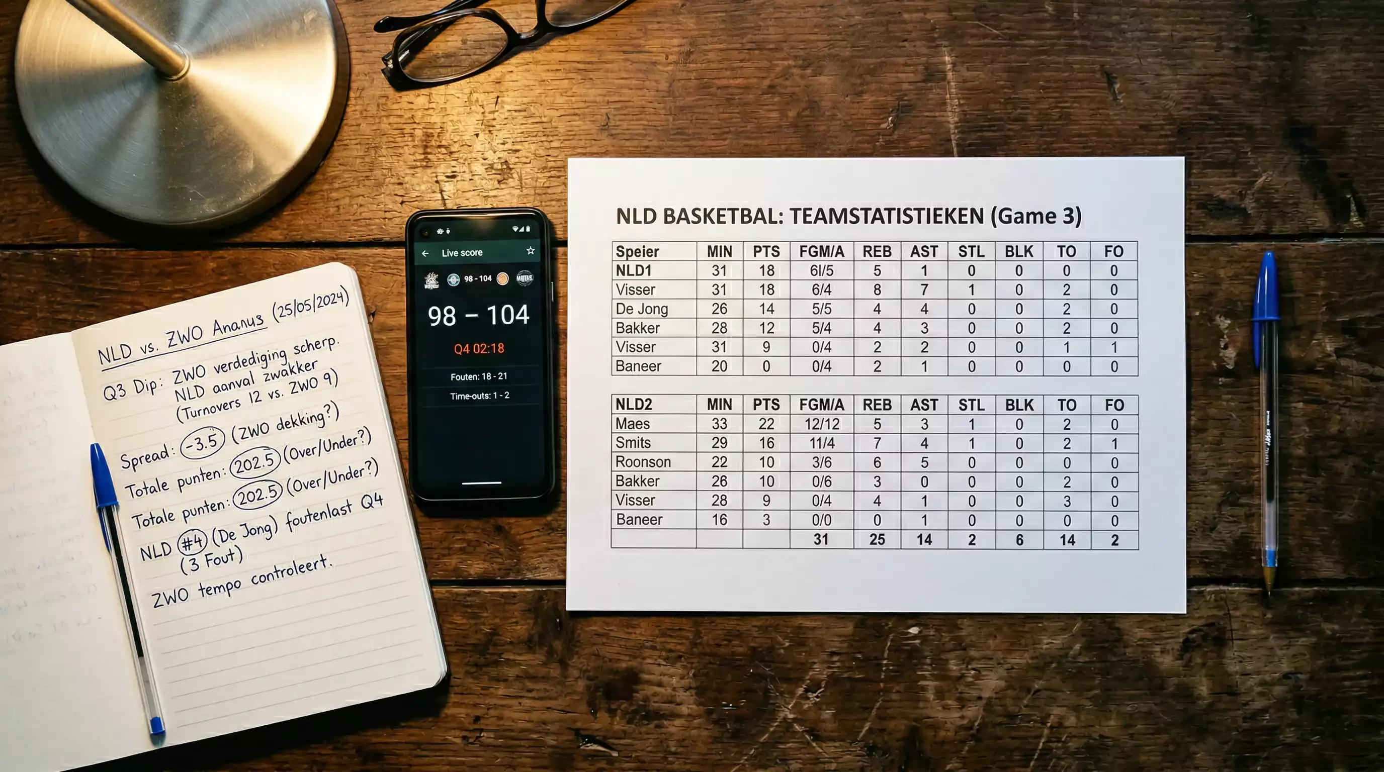 Overzicht van soorten NBA weddenschappen met basketbal en wedformulier